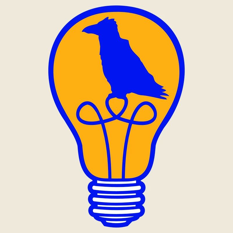 Bird sitting in light bulb lamp raven parrot crow
