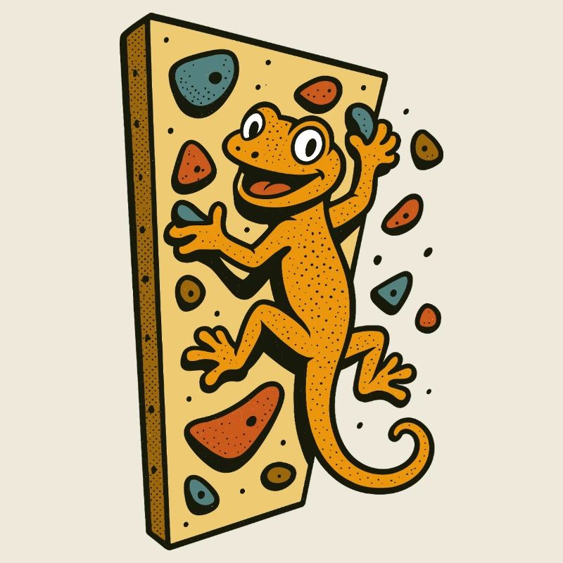 Bouldern Gecko Echse Klettern Retro Geschenk