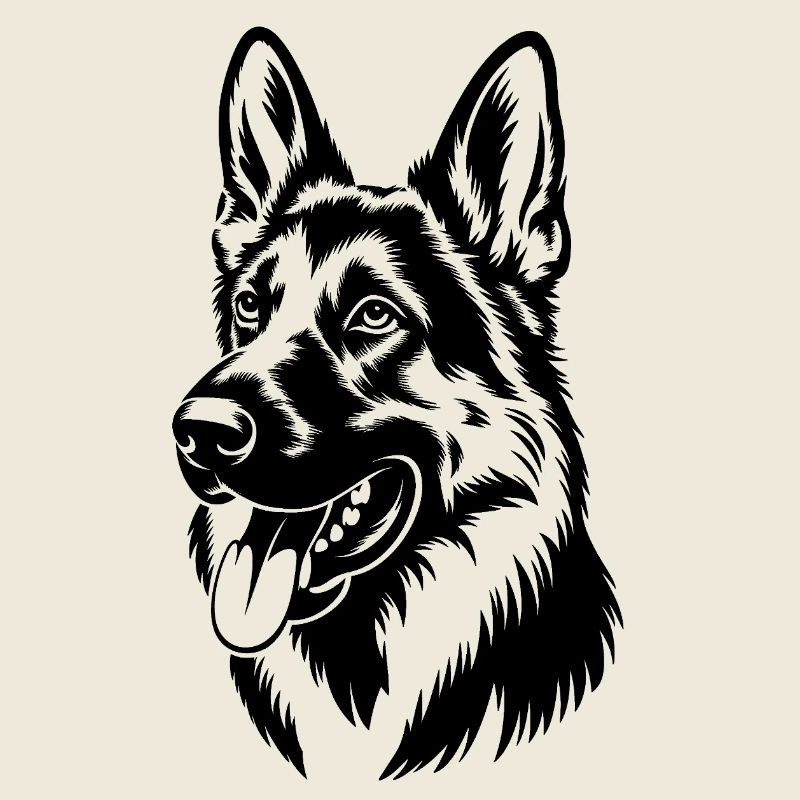 German Shepherd Head Illustration