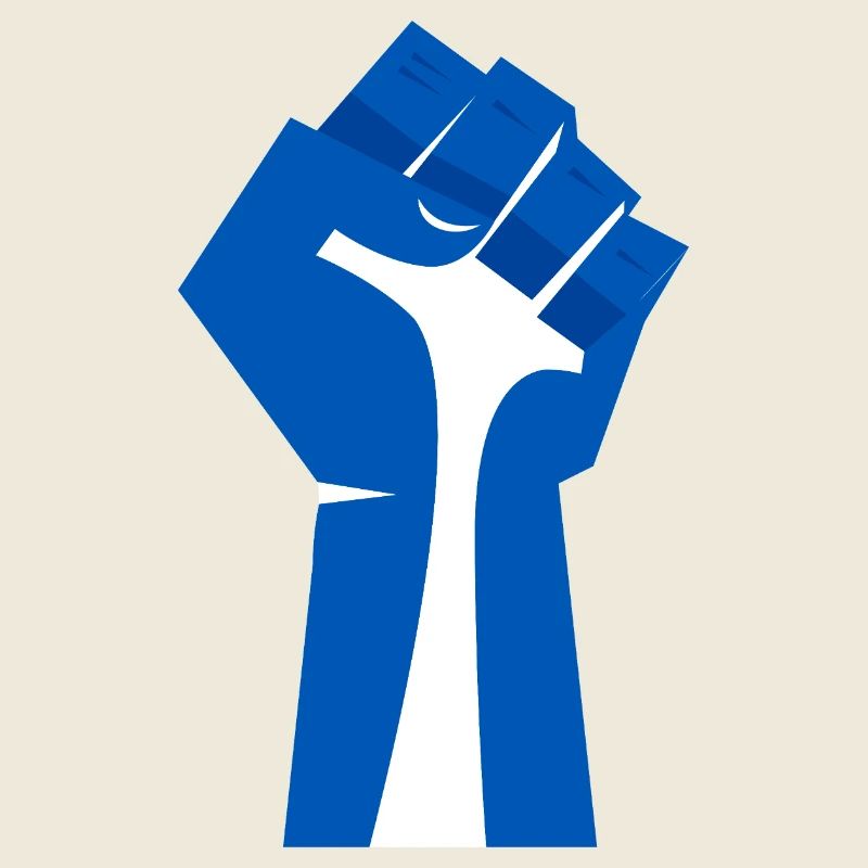 Le poing levé (bleu, blanc)