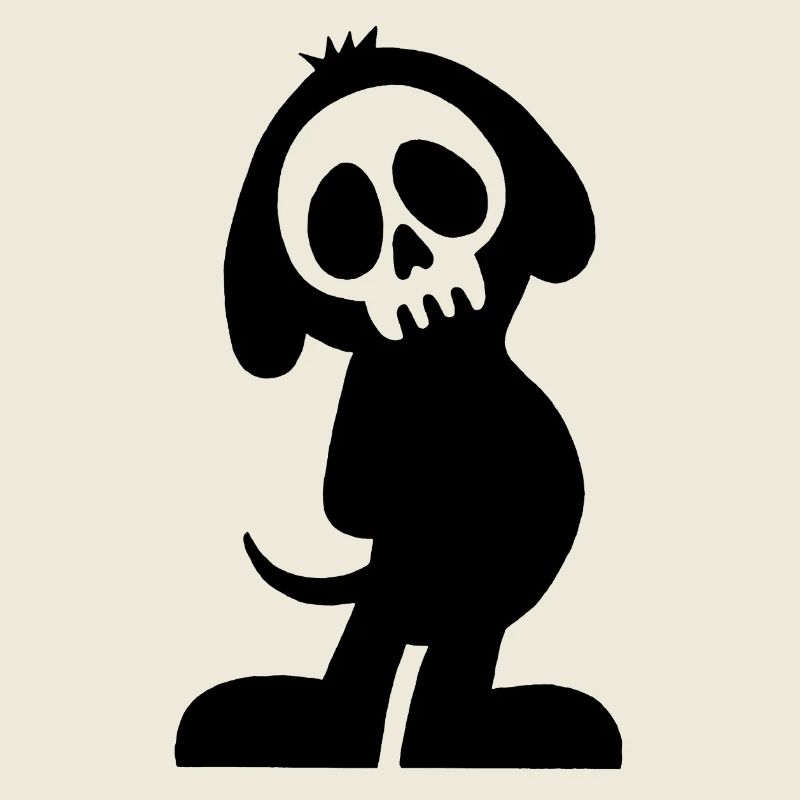Black Dog Skull and Silhouette