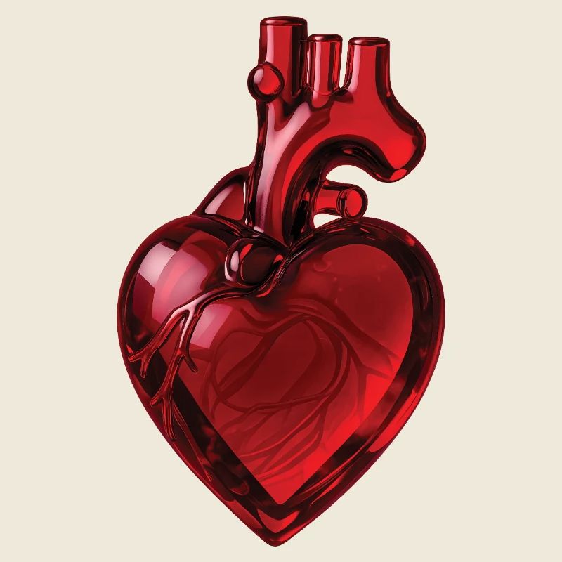 RUBY GLASS HEART - peace & love