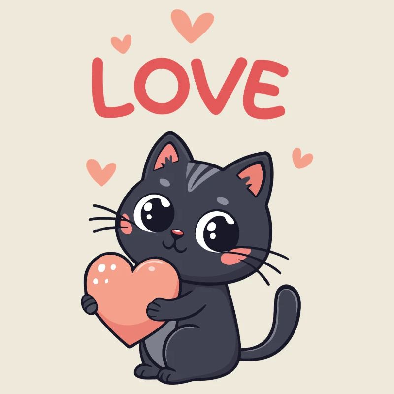Kawaii Katze Pink Herz Liebe
