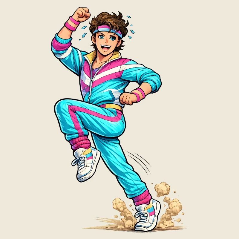 Energischer Retro-Aerobic-Mann