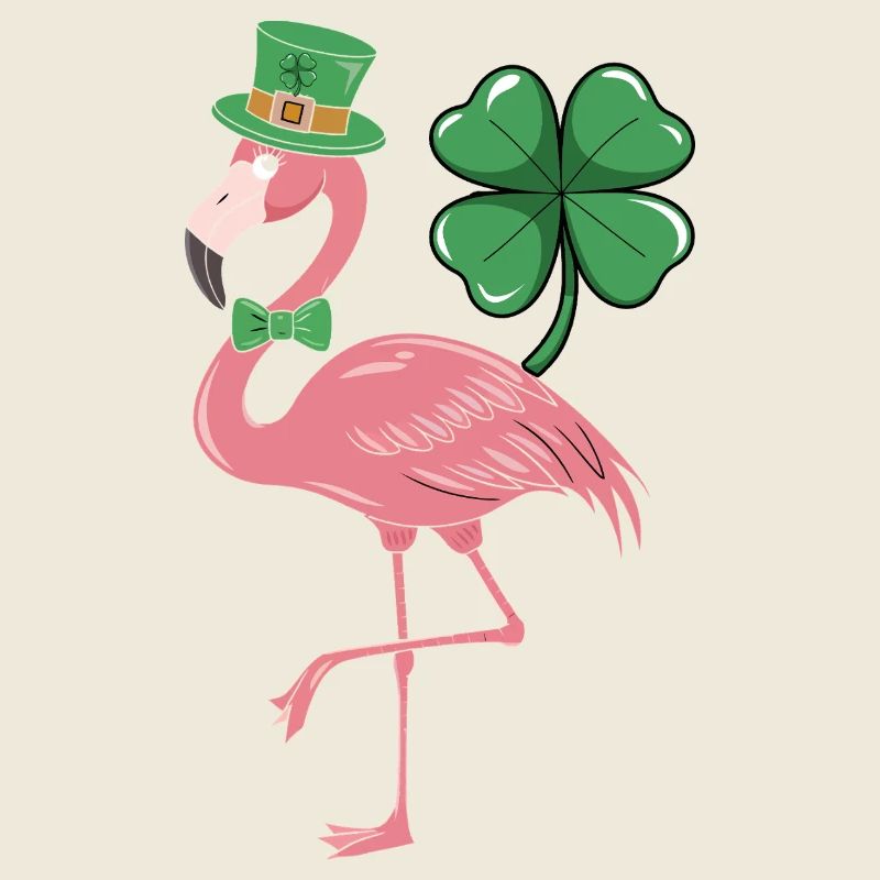 Flamant rose dans le style trèfle