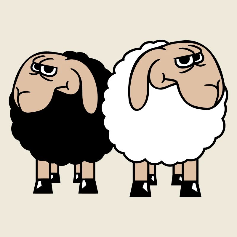 2 Schafe Gucken Skeptisch Beleidigte Freunde Team