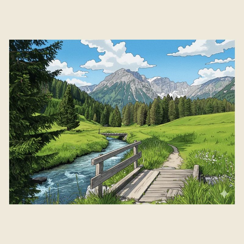Alpine Flussweg Panorama