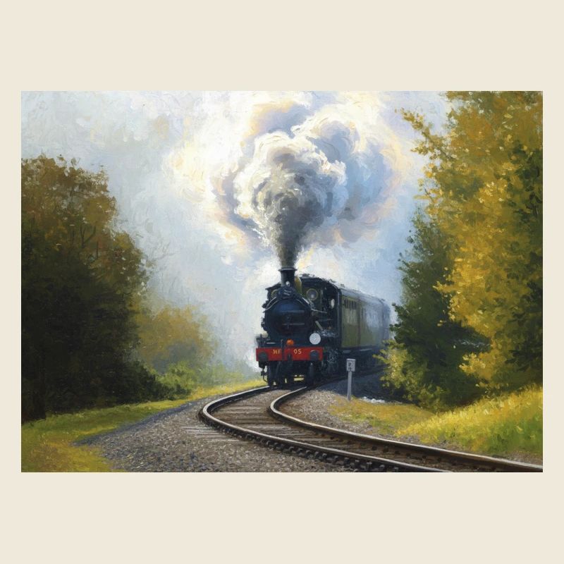 Herbstliche Dampfeisenbahn im Wald