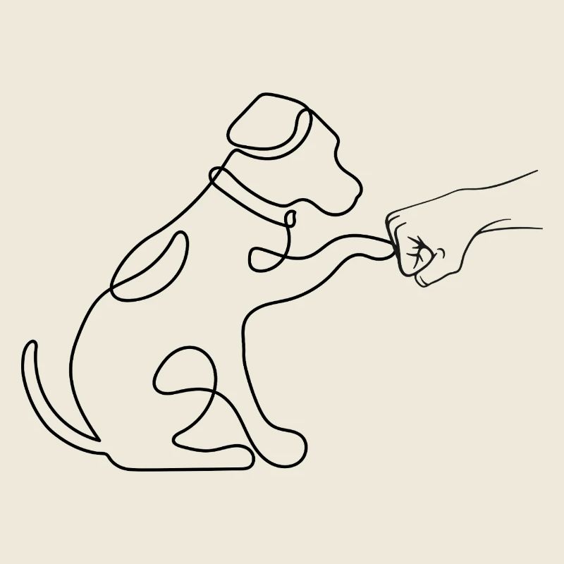 Hand Pointed Dog Minimalist Silhouette