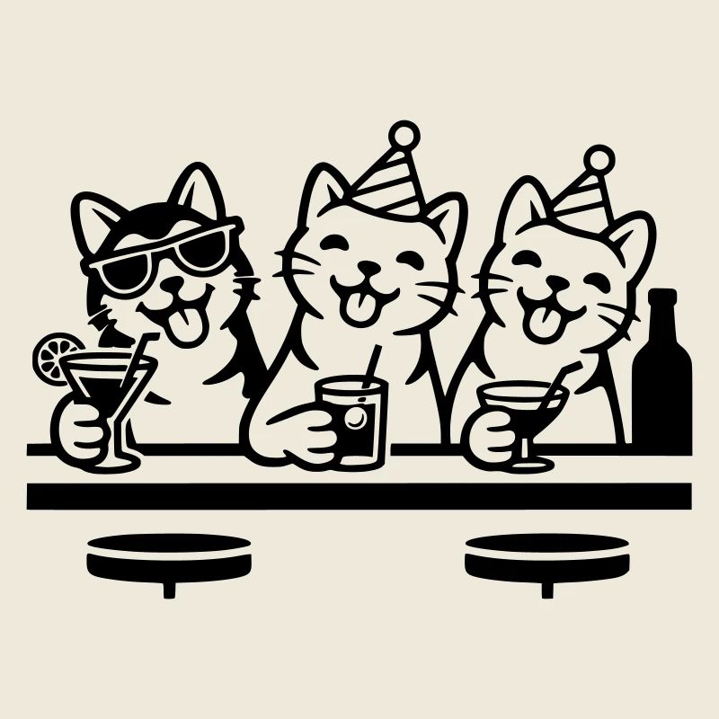 Party Cats Hangover Bar Drinking