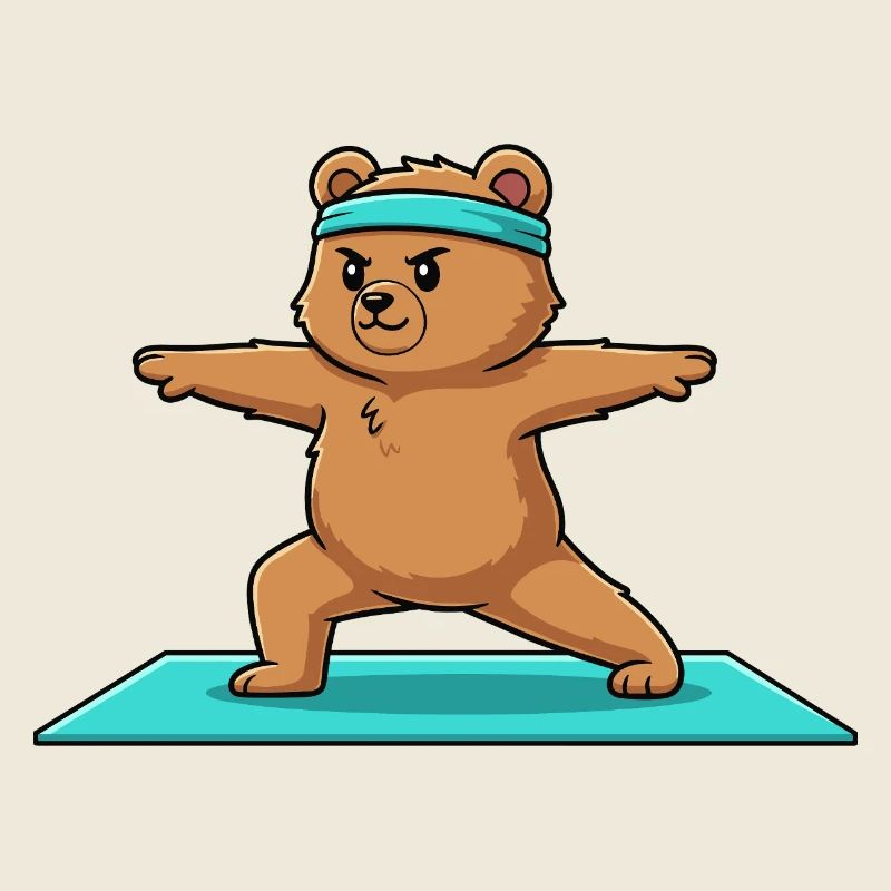 Yoga-Bär macht Krieger-Pose