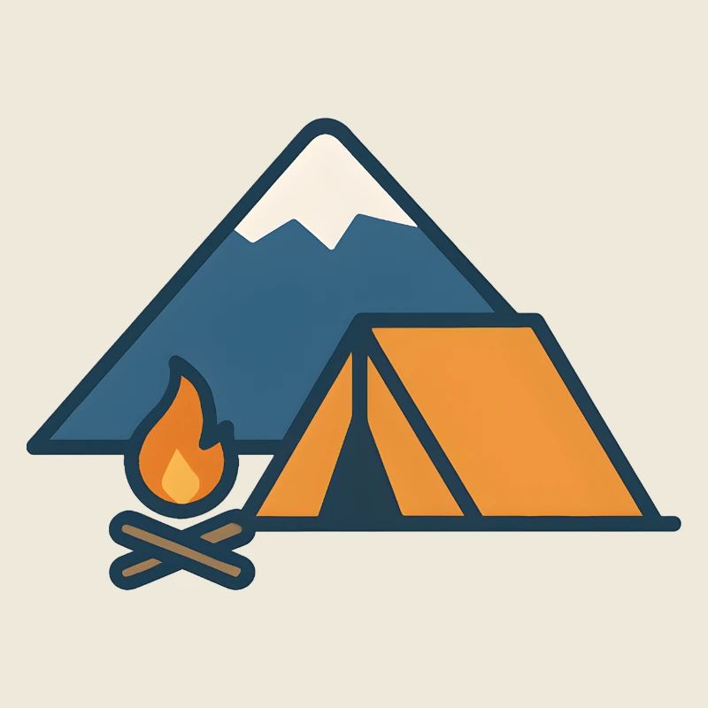 Feu de camp de camping en montagne