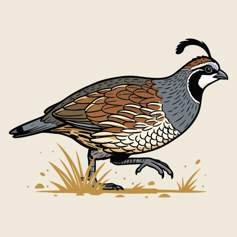 California Quail Retro Design Wilderness