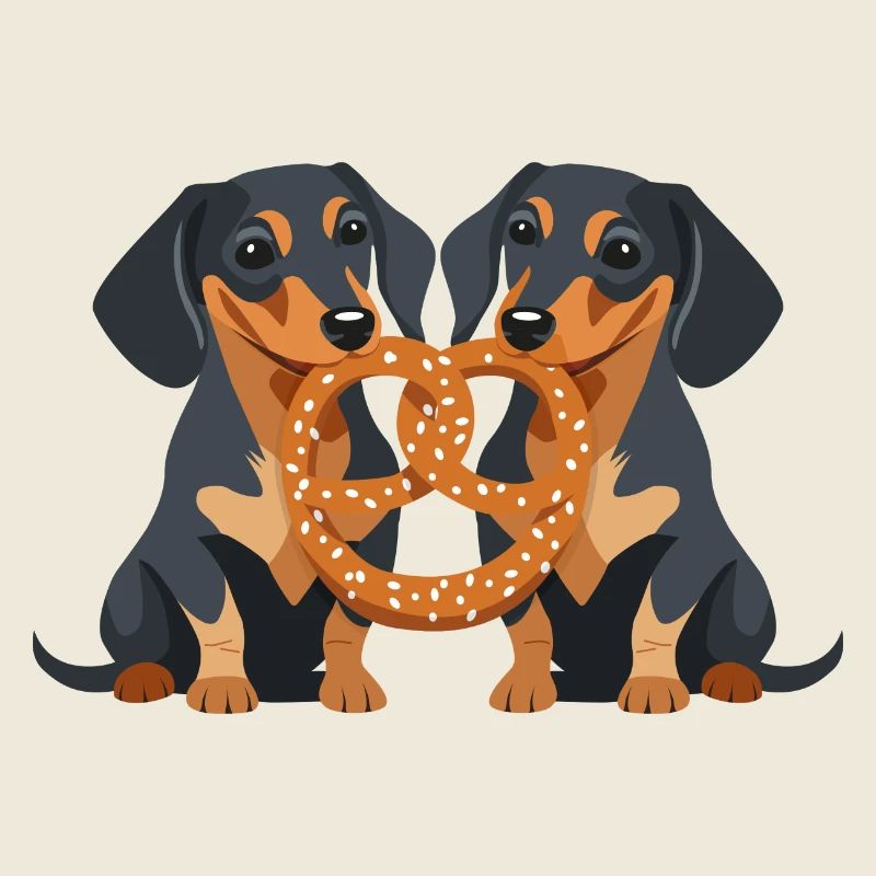 Dachshunde mit Brezel