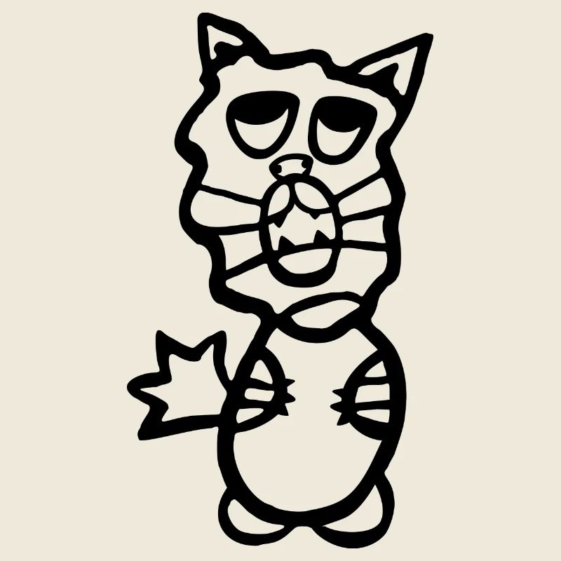 Cat cool and crazy with stencil - silhouette
