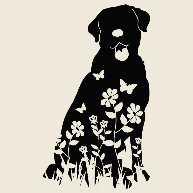 Labrador Flower Pattern Silhouette Dog Lover Gift