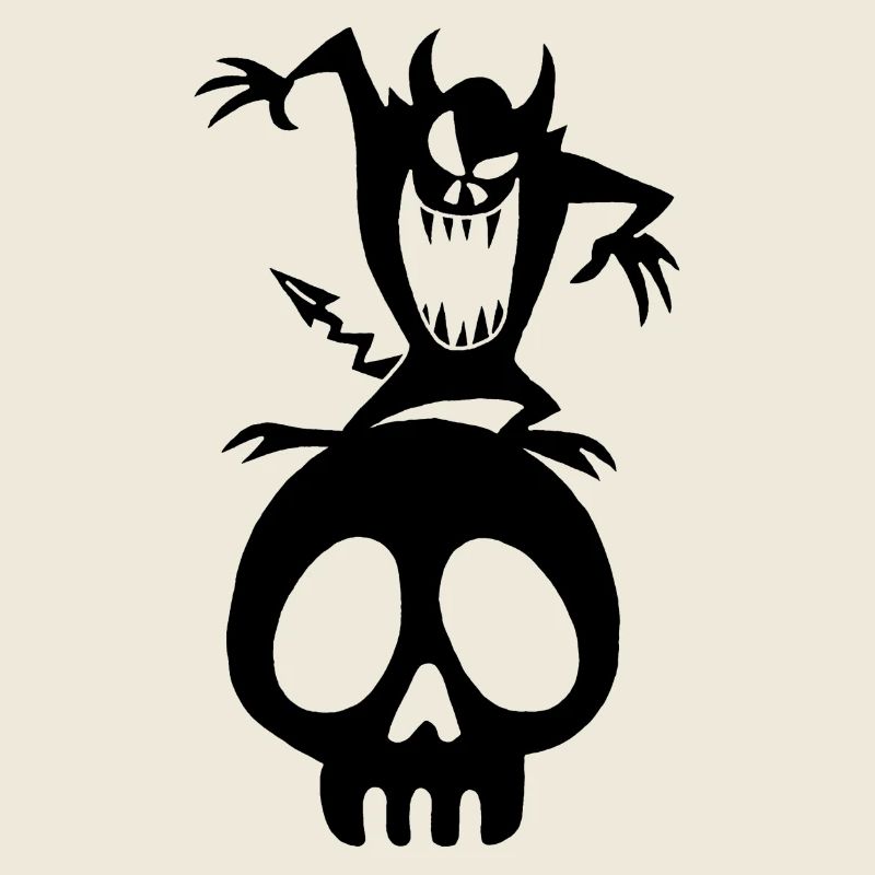 Schädel und schwarzer Dämon