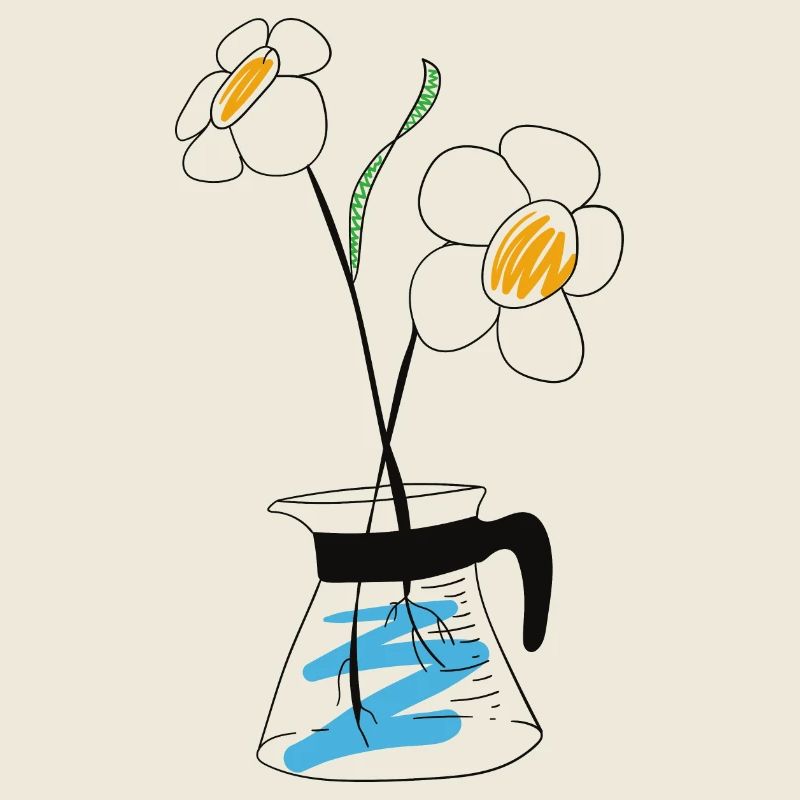 Coffee pot with flower