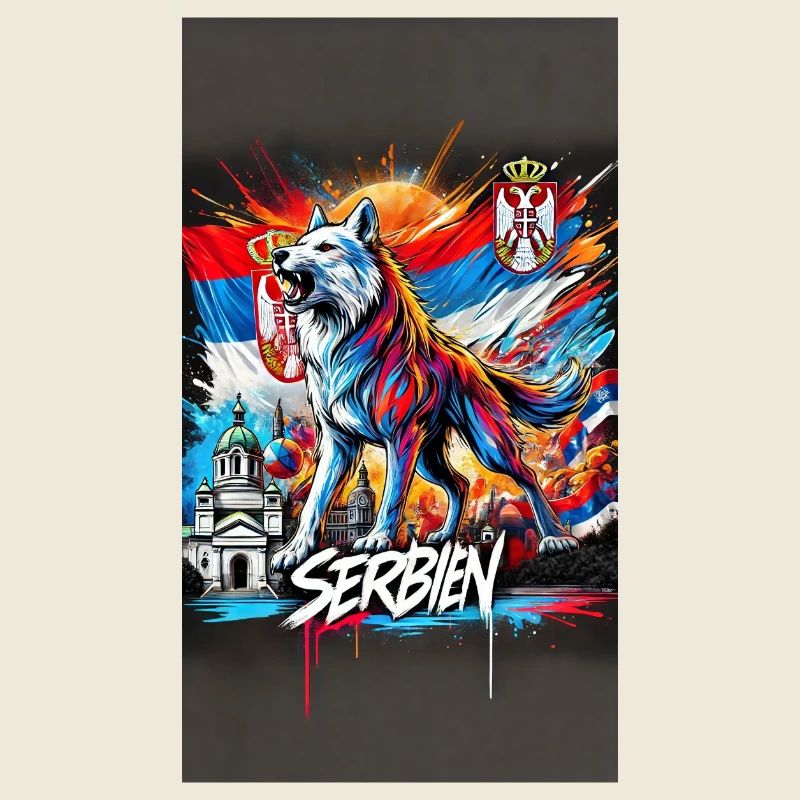 Conception du drapeau national du loup de Serbie