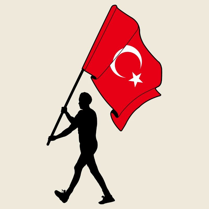 Flag Turkey Man Walking