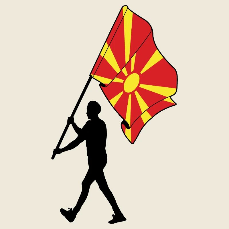 Flag North Macedonia man walking