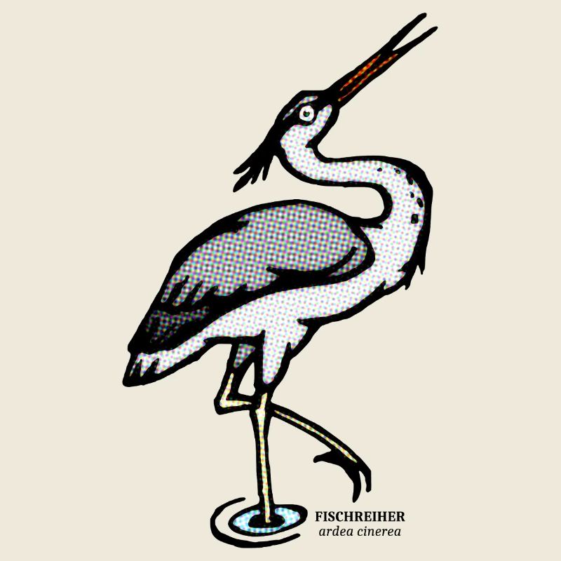 Heron Ardea cinerea retro illustration