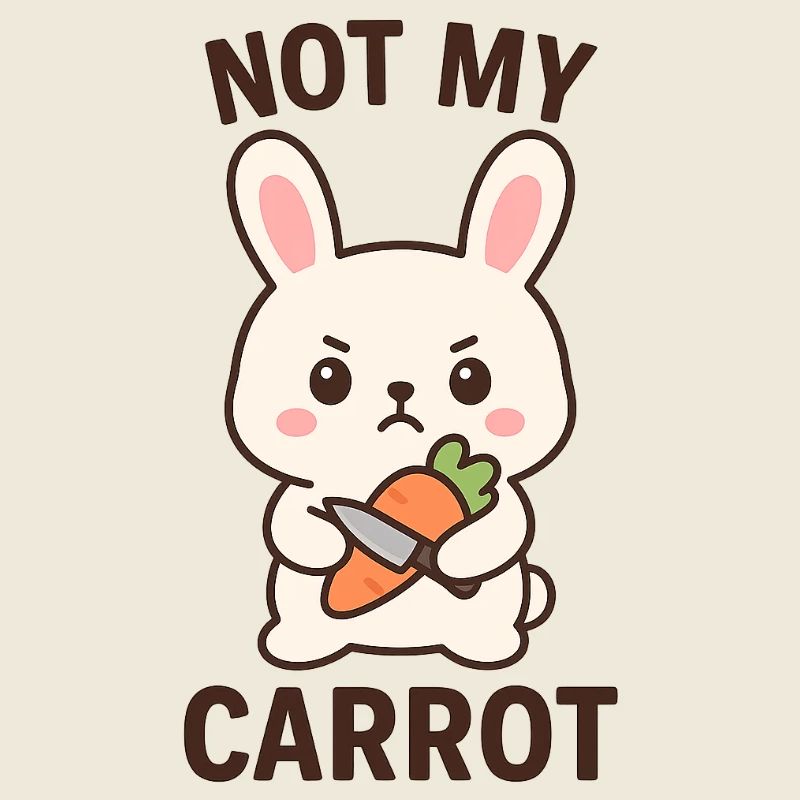 Pas ma carotte - Conception amusante de lapin chibi