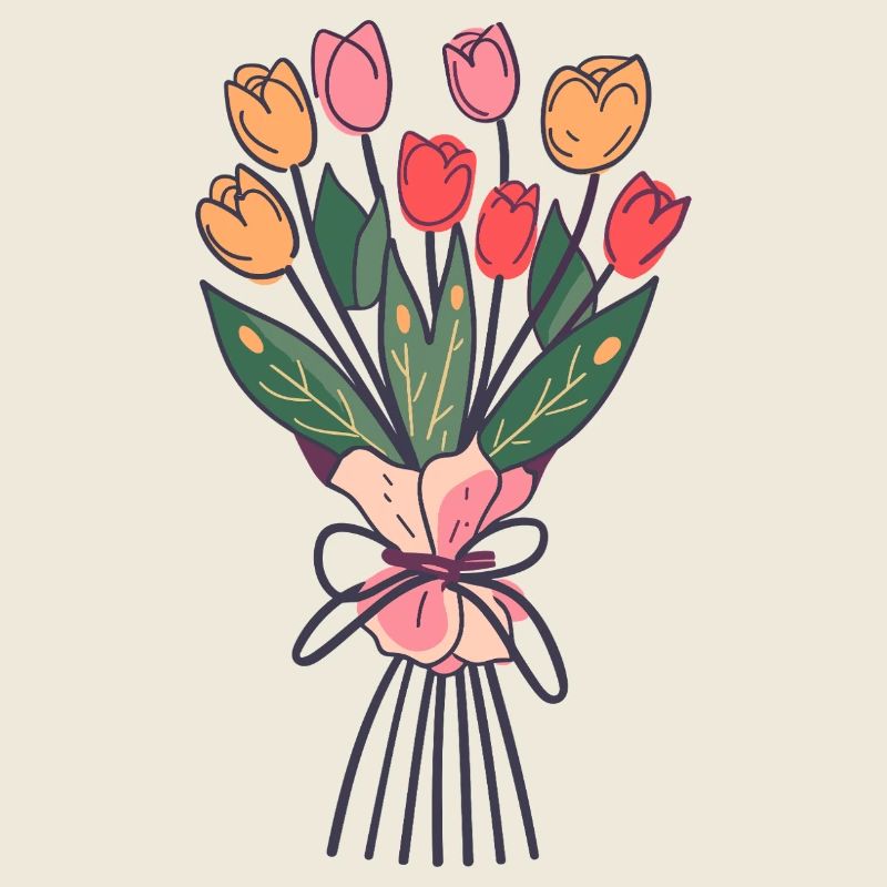 Hand-painted tulip bouquet
