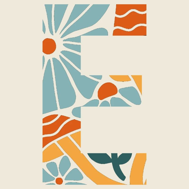 Buchstabe e Blumen groovy Geschenkidee