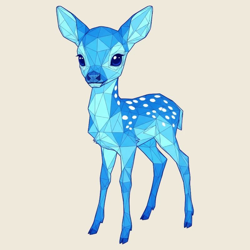 Blauer Low-Poly Hirsch