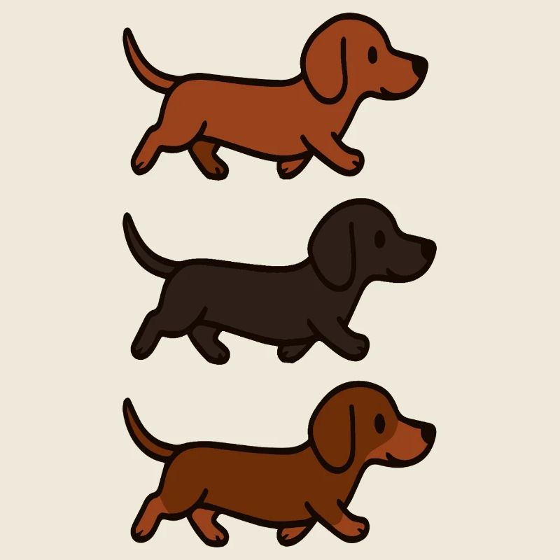 Running Dachshund Pattern Dog Illustration