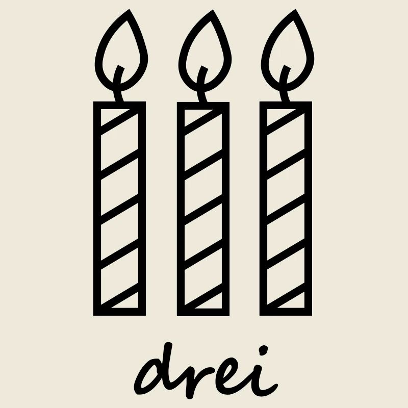 three birthday candles