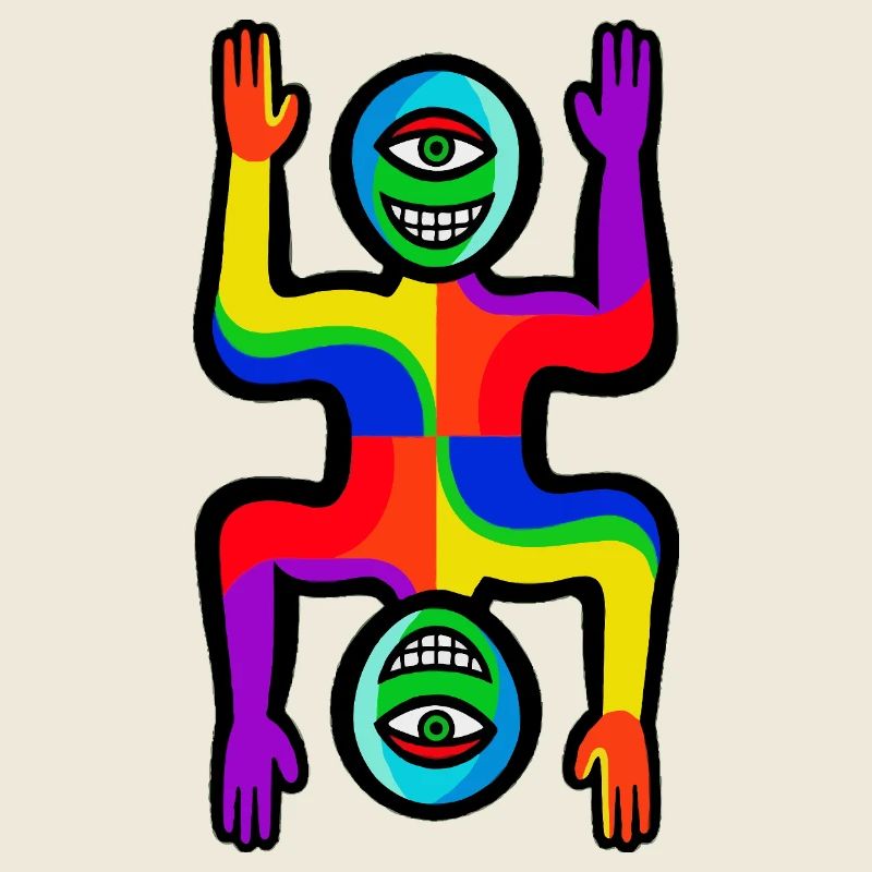 Regenbogen-Zwei-Gesichter-Figur