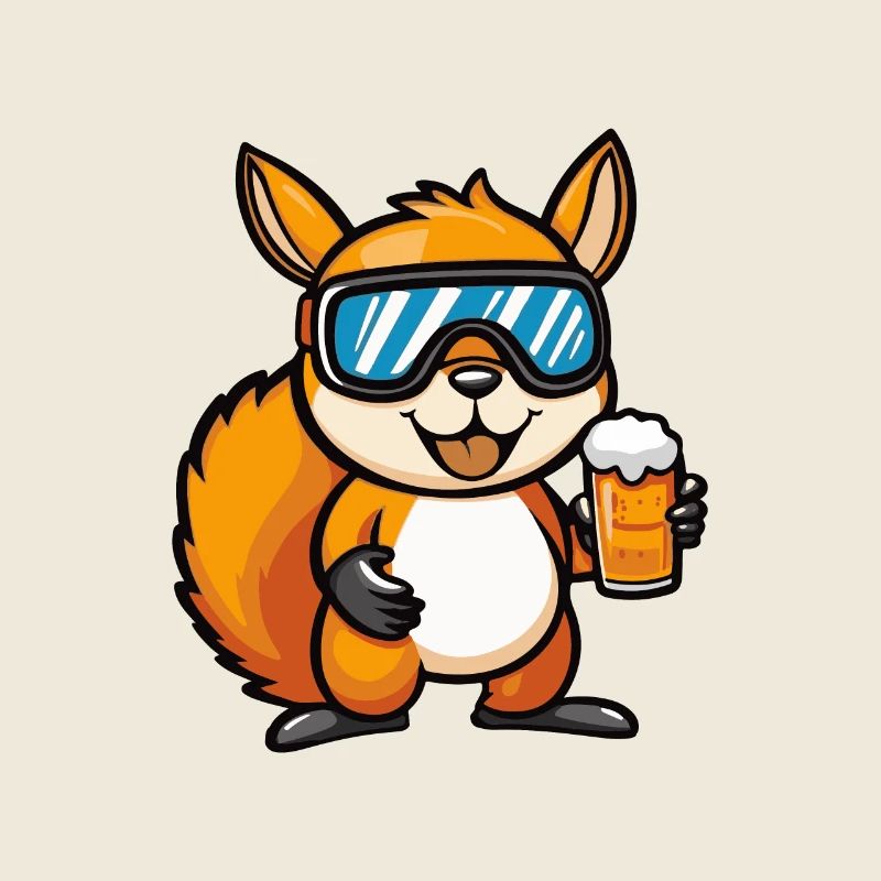 Eichhörnchen Ski Bier