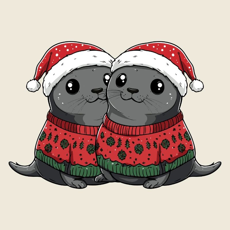 Équipe de Noël des animaux phoques