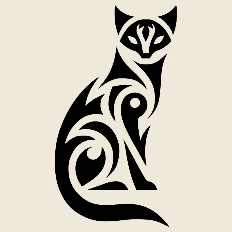 Cats illustration with tribal patterns