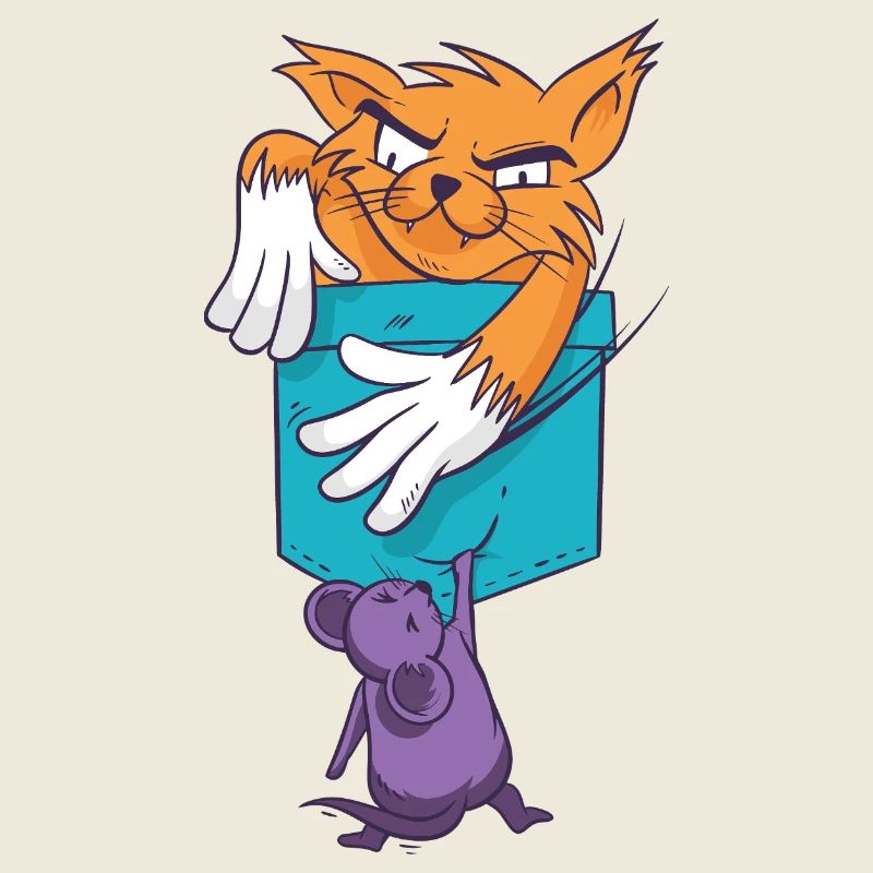 Playful Cat with Mouse Pattern