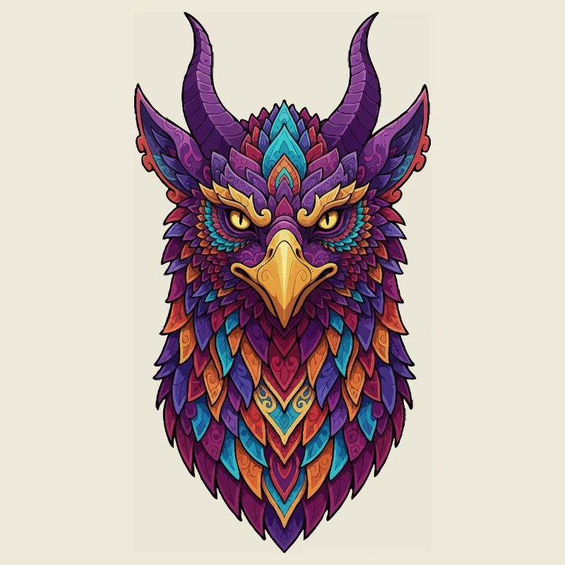 Bunte Eule mit Hörnern