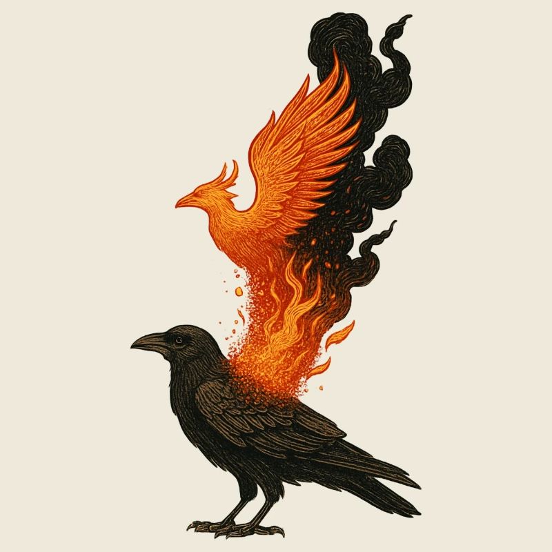 Corbeau Phénix Feu Renaissance Oiseau Mythe