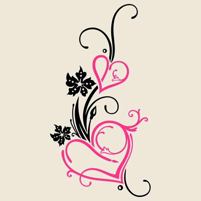 Two hearts with blossoms