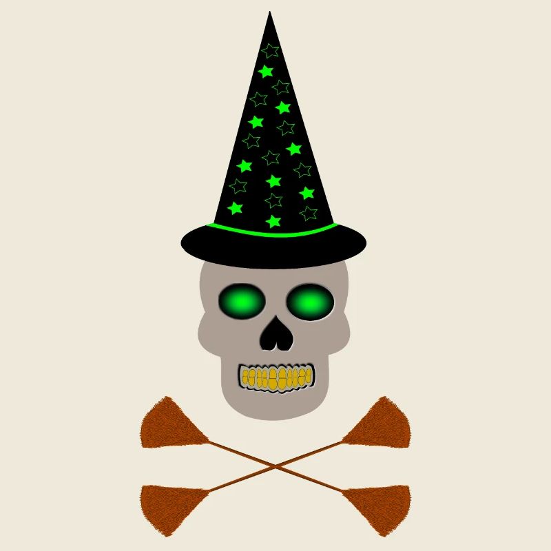 Poisonous Witch Skull and Cross Brooms