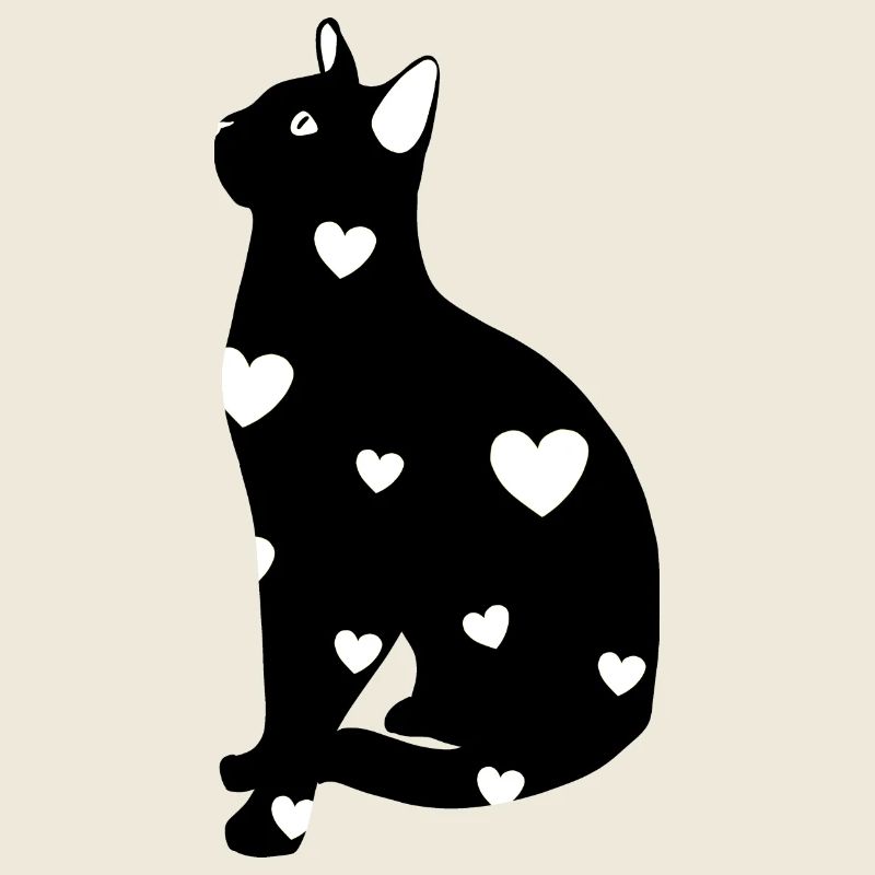 Chat noir et les cœurs