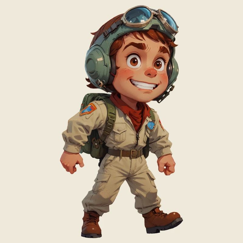 Pilote de chasse de dessin animé mignon