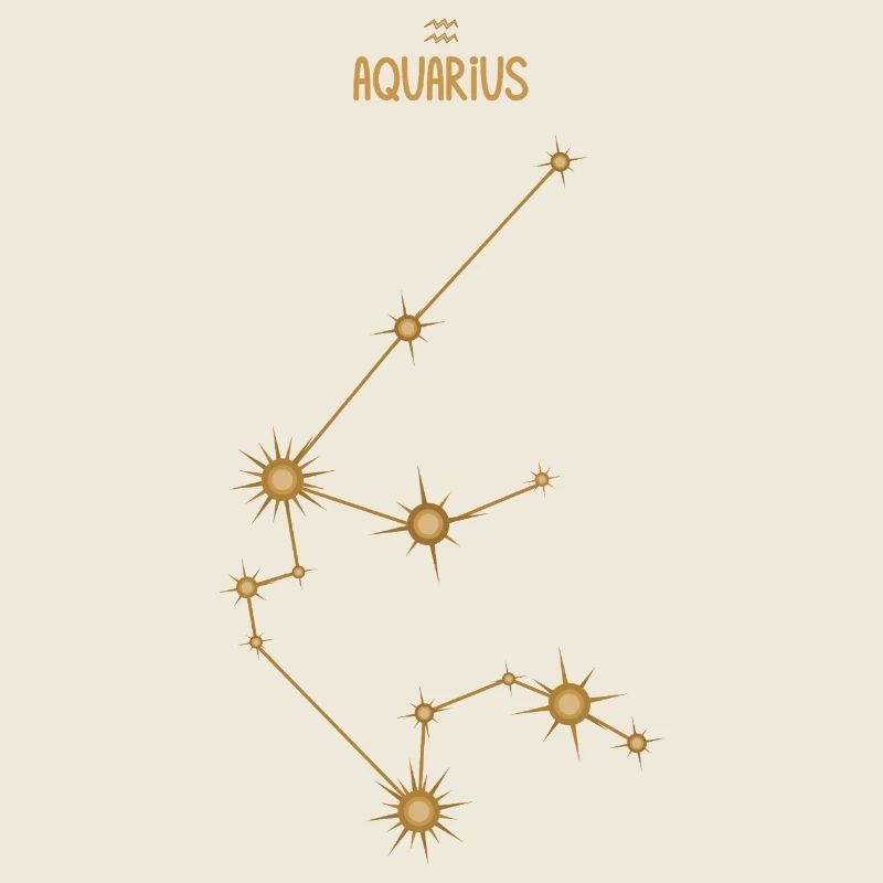 Verseau Signe du zodiaque Constellation d’étoiles Doré