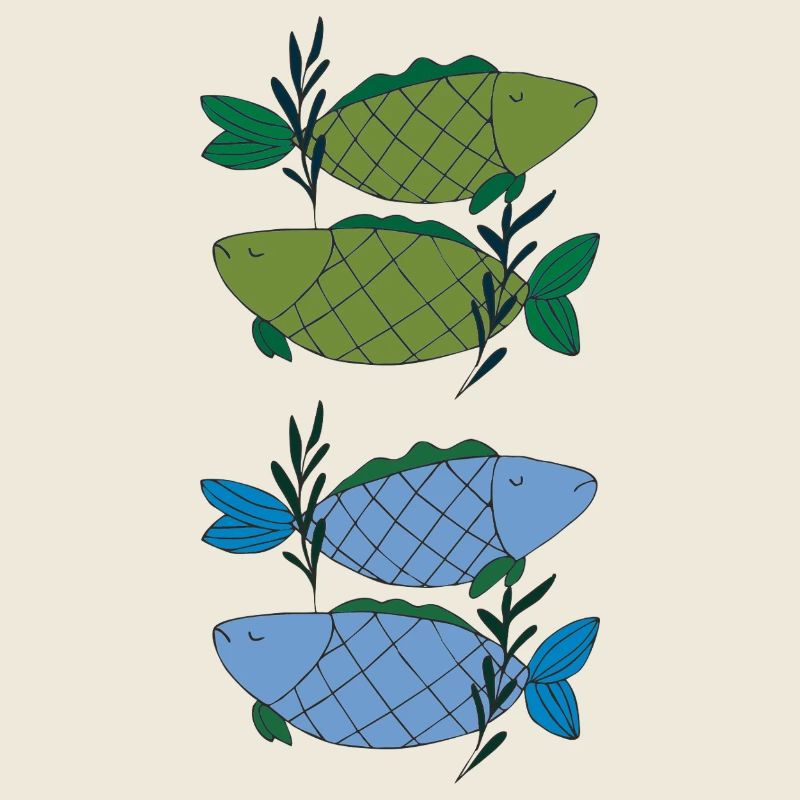 Fish pattern in delicate color gradients