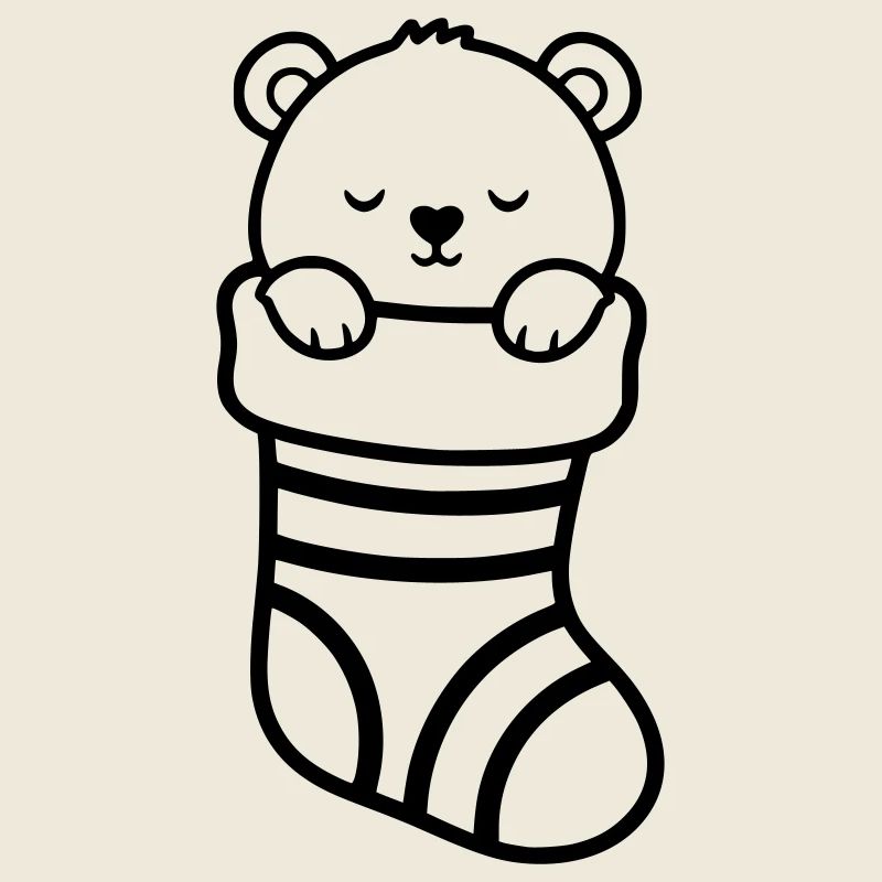 Ours mignon en chaussettes de Noël | Cadeau