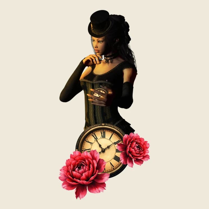 Steampunk Uhr mit Rosen