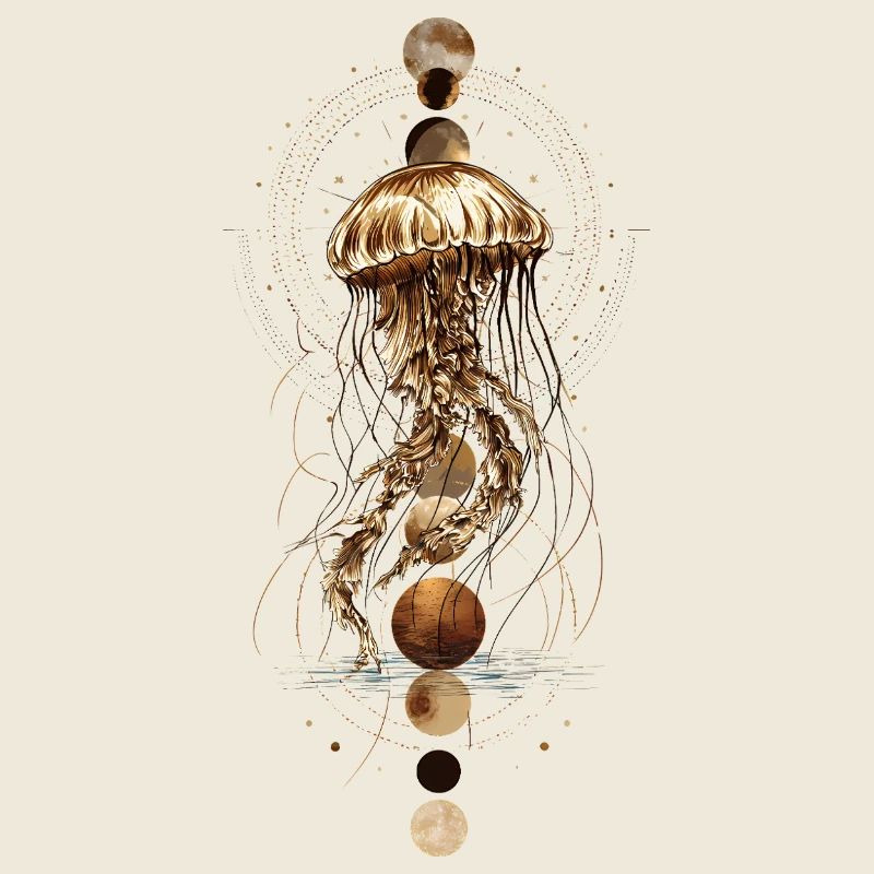 Boho Qualle mit Mondphasen – Mystisches Design