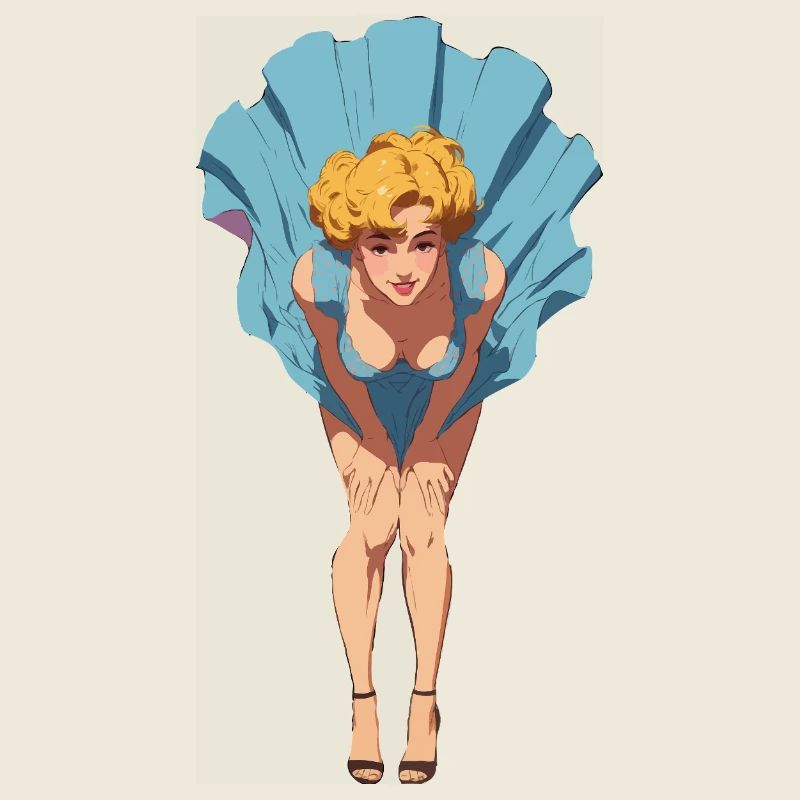 Pin-up-Mädchen mit aufblasendem Sommerkleid