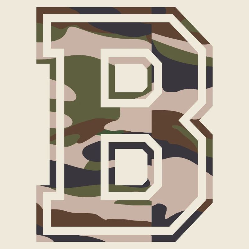 B, Monogramme, Camouflage Vert-Brun
